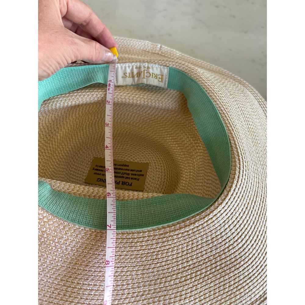 Eric Javits New York Squishee Straw Sun Hat Packable Cream Tan Wide Brim - Picture 8 of 8